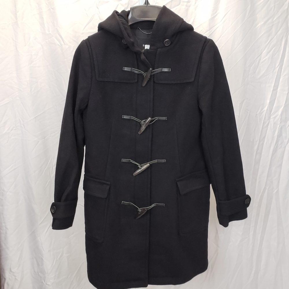 Aritzia Babaton Black Qool Cashmere Blwnd Hooded Coat Toggle Front